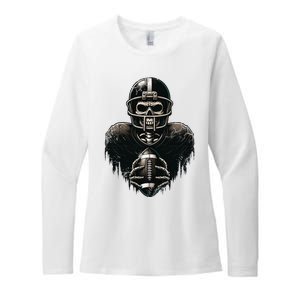 Halloween Skeleton Football Player Spooky Sports Graphic Gift Womens CVC Long Sleeve Shirt