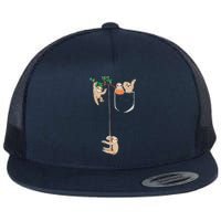 Happy Sloth Family Habitat In Pocket Flat Bill Trucker Hat