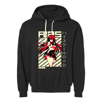 High School Funny Anime DxD Rias Gremory Retro Character Garment-Dyed Fleece Hoodie