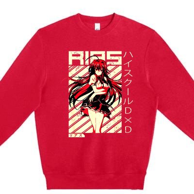 High School Funny Anime DxD Rias Gremory Retro Character Premium Crewneck Sweatshirt