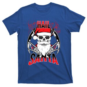 Hail Santa! Funny Christmas Rock On Santa Skeleton Funny Gift T-Shirt