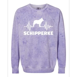 Heartbeat Schipperke Funny Gift Colorblast Crewneck Sweatshirt