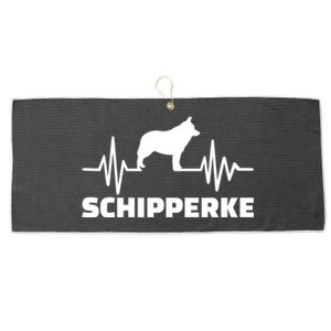 Heartbeat Schipperke Funny Gift Large Microfiber Waffle Golf Towel