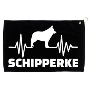 Heartbeat Schipperke Funny Gift Grommeted Golf Towel