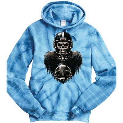 Halloween Skeleton Football Player Spooky Sports Graphic Tie Dye Hoodie