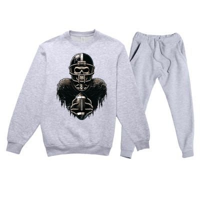 Halloween Skeleton Football Player Spooky Sports Graphic Premium Crewneck Sweatsuit Set