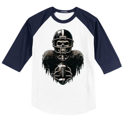 Halloween Skeleton Football Player Spooky Sports Graphic Baseball Sleeve Shirt