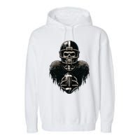 Halloween Skeleton Football Player Spooky Sports Graphic Garment-Dyed Fleece Hoodie