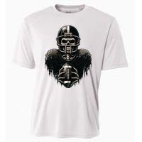 Halloween Skeleton Football Player Spooky Sports Graphic Cooling Performance Crew T-Shirt