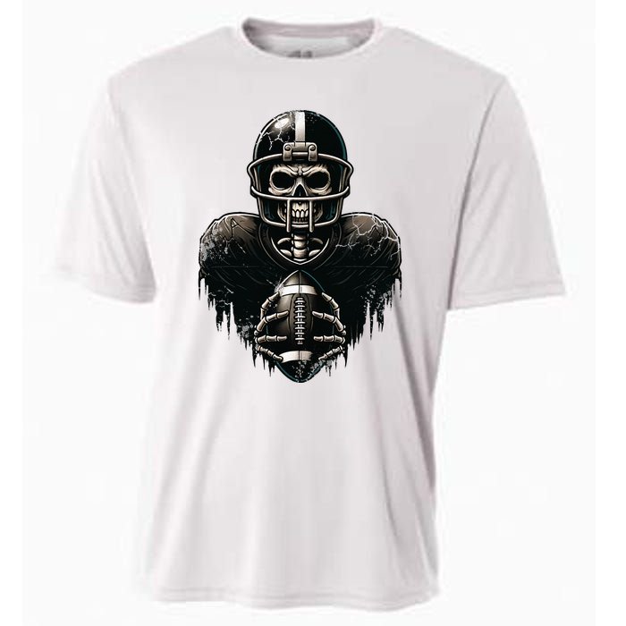 Halloween Skeleton Football Player Spooky Sports Graphic Cooling Performance Crew T-Shirt