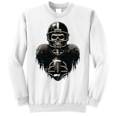 Halloween Skeleton Football Player Spooky Sports Graphic Sweatshirt