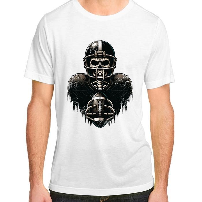 Halloween Skeleton Football Player Spooky Sports Graphic Adult ChromaSoft Performance T-Shirt