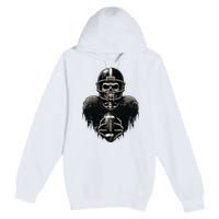 Halloween Skeleton Football Player Spooky Sports Graphic Premium Pullover Hoodie