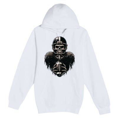 Halloween Skeleton Football Player Spooky Sports Graphic Premium Pullover Hoodie