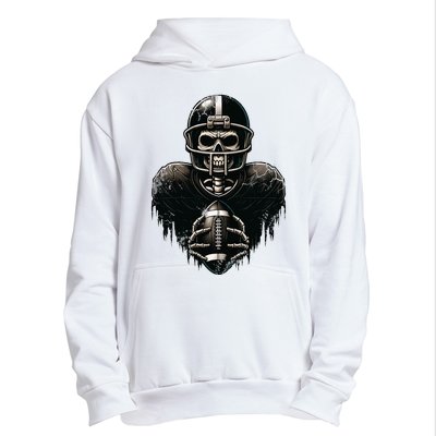 Halloween Skeleton Football Player Spooky Sports Graphic Urban Pullover Hoodie