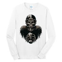 Halloween Skeleton Football Player Spooky Sports Graphic Tall Long Sleeve T-Shirt