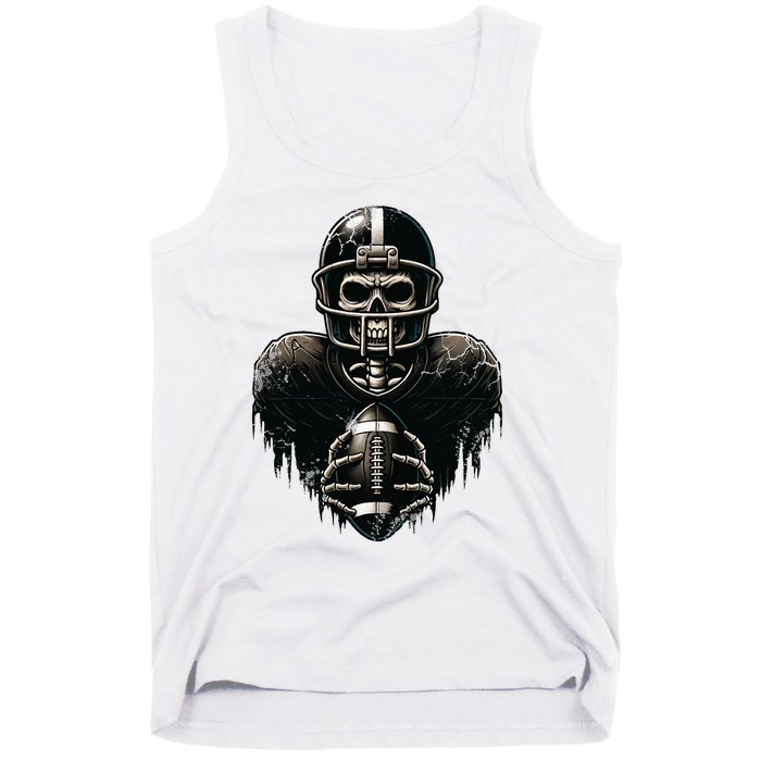 Halloween Skeleton Football Player Spooky Sports Graphic Tank Top