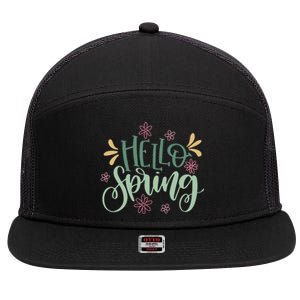 Hello Spring Flowers 7 Panel Mesh Trucker Snapback Hat