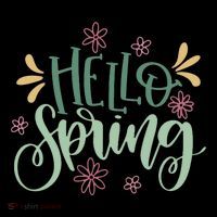 Hello Spring Flowers Drawstring Bag