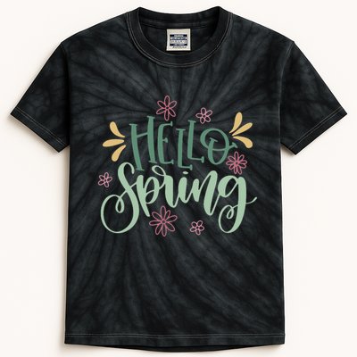Hello Spring Flowers Kids Tie-Dye T-Shirt