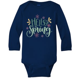 Hello Spring Flowers Baby Long Sleeve Bodysuit