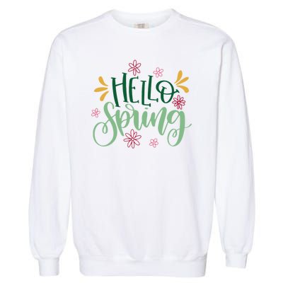 Hello Spring Flowers Garment-Dyed Sweatshirt