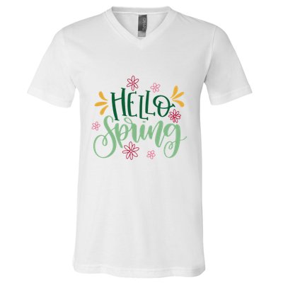 Hello Spring Flowers V-Neck T-Shirt