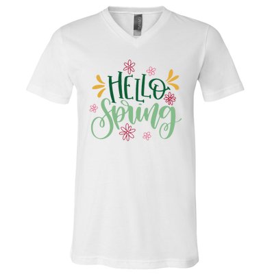 Hello Spring Flowers V-Neck T-Shirt