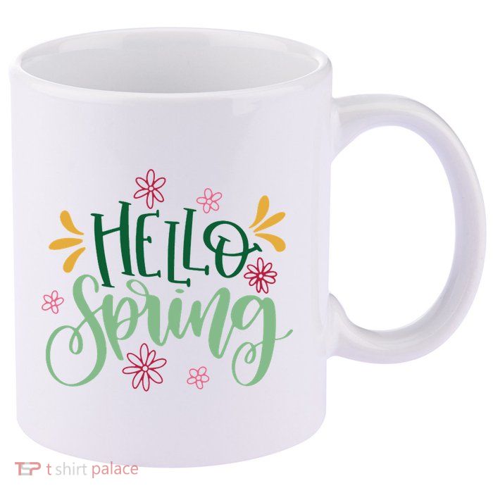 Hello Spring Flowers 11oz C Handle Ceramic Mug