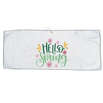 Hello Spring Flowers Large Microfiber Waffle Golf Towel