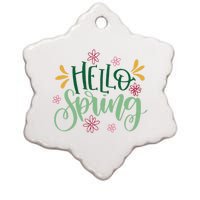 Hello Spring Flowers Ceramic Star Ornament