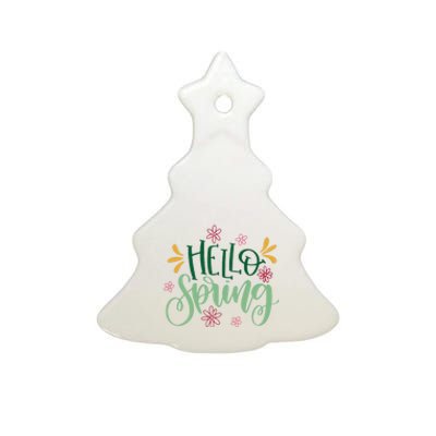 Hello Spring Flowers Ceramic Tree Ornament