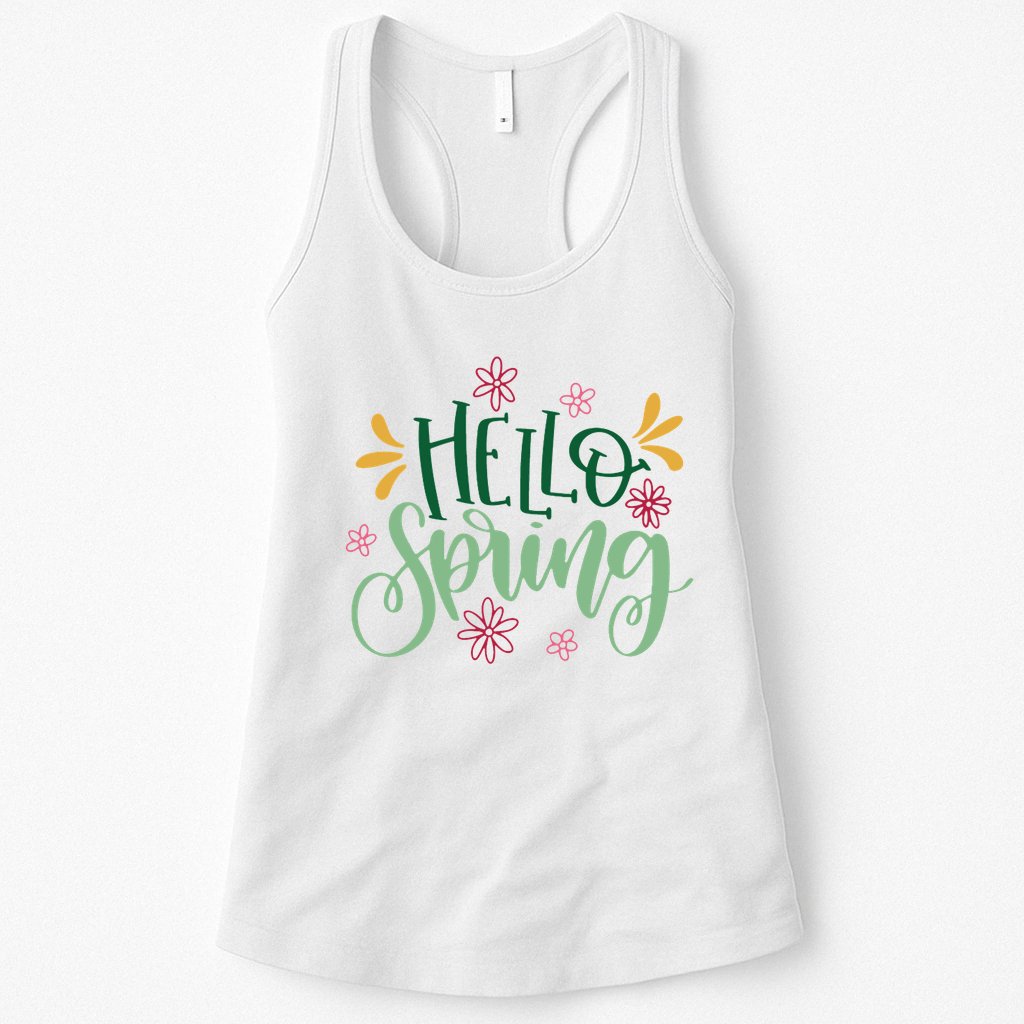 Hello Spring Flowers Womens Tank Top