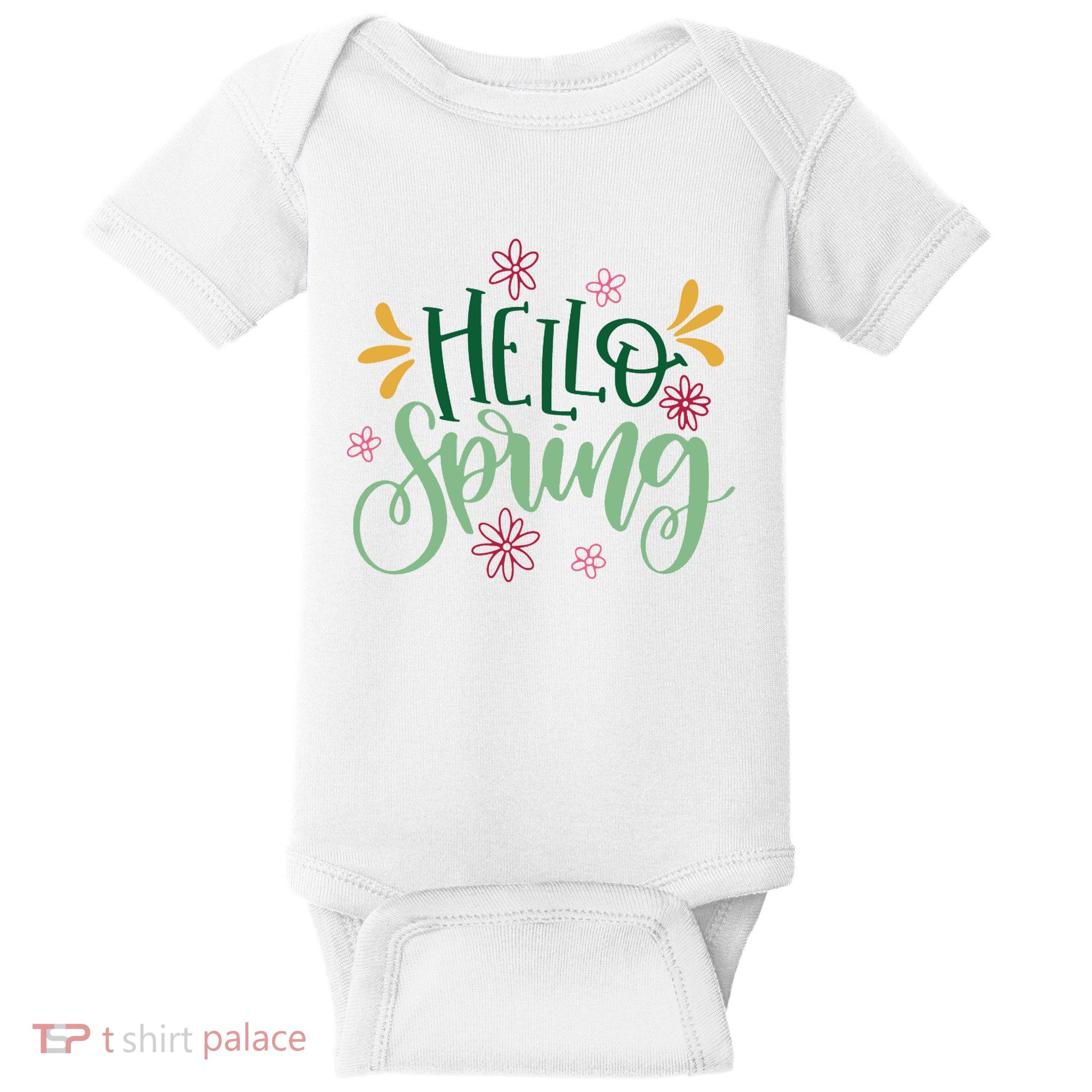 Hello Spring Flowers Baby Bodysuit