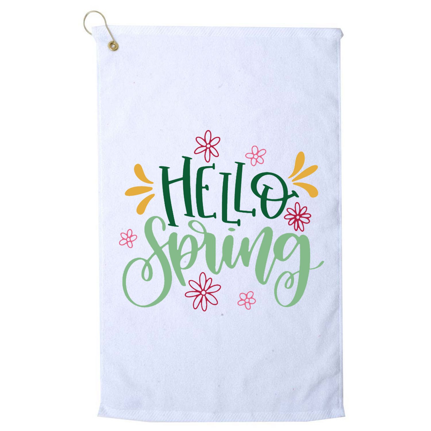 Hello Spring Flowers Golf Towel