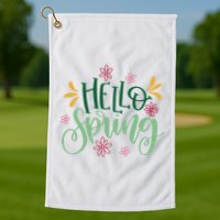 Hello Spring Flowers Golf Towel