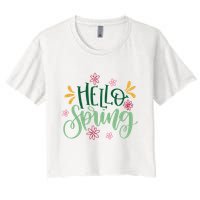 Hello Spring Flowers Women's Crop Top Tee