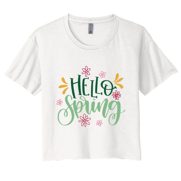 Hello Spring Flowers Women's Crop Top Tee