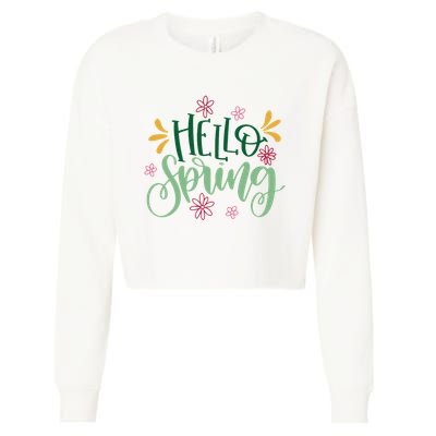 Hello Spring Flowers Cropped Pullover Crew
