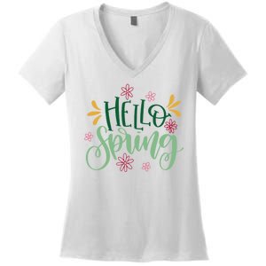 Hello Spring Flowers Women's V-Neck T-Shirt