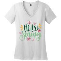 Hello Spring Flowers Women's V-Neck T-Shirt