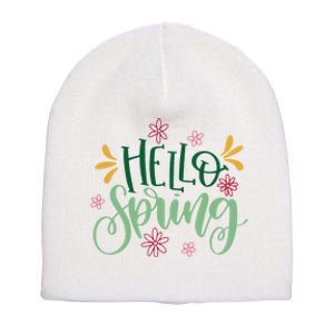 Hello Spring Flowers Short Acrylic Beanie