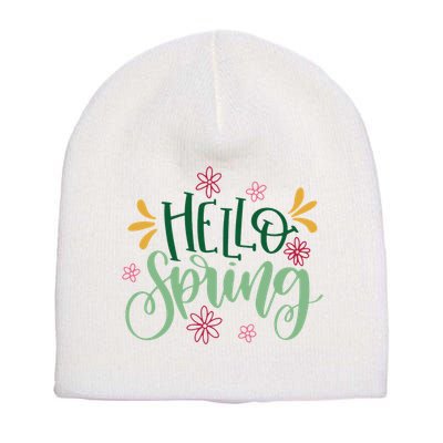 Hello Spring Flowers Short Acrylic Beanie