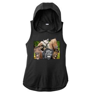 Horses Selfie Funny Ladies PosiCharge Tri-Blend Wicking Draft Hoodie Tank