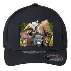 Horses Selfie Funny Flexfit Unipanel Trucker Cap