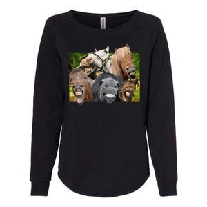 Horses Selfie Funny Womens California Wash Sweatshirt