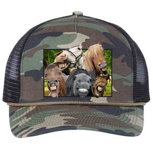 Horses Selfie Funny Retro Rope Trucker Hat Cap