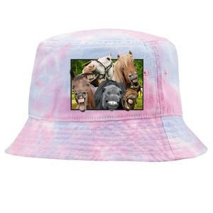 Horses Selfie Funny Tie-Dyed Bucket Hat