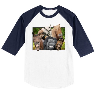 Horses Selfie Funny Baseball Sleeve Shirt