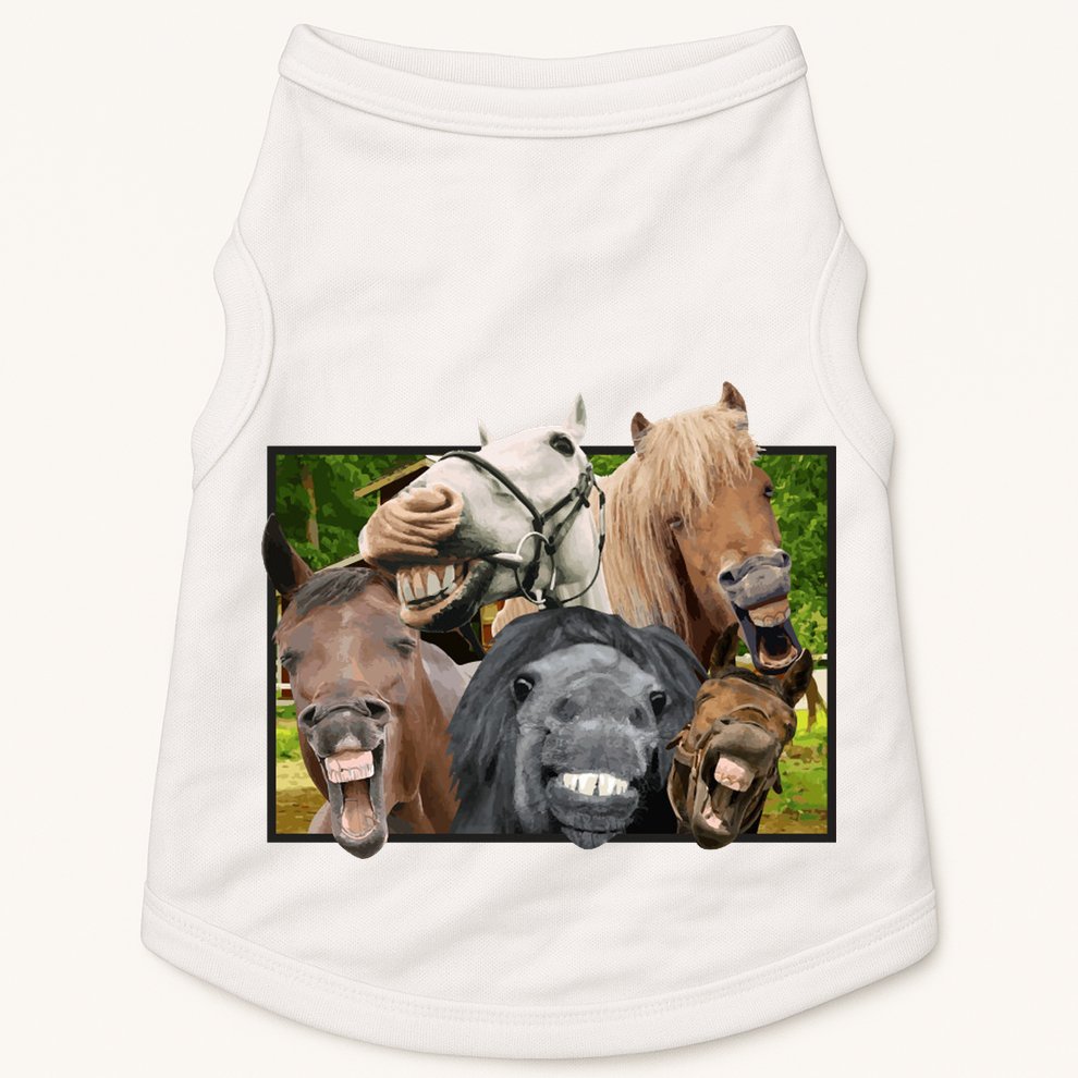 Horses Selfie Funny Doggie Tank